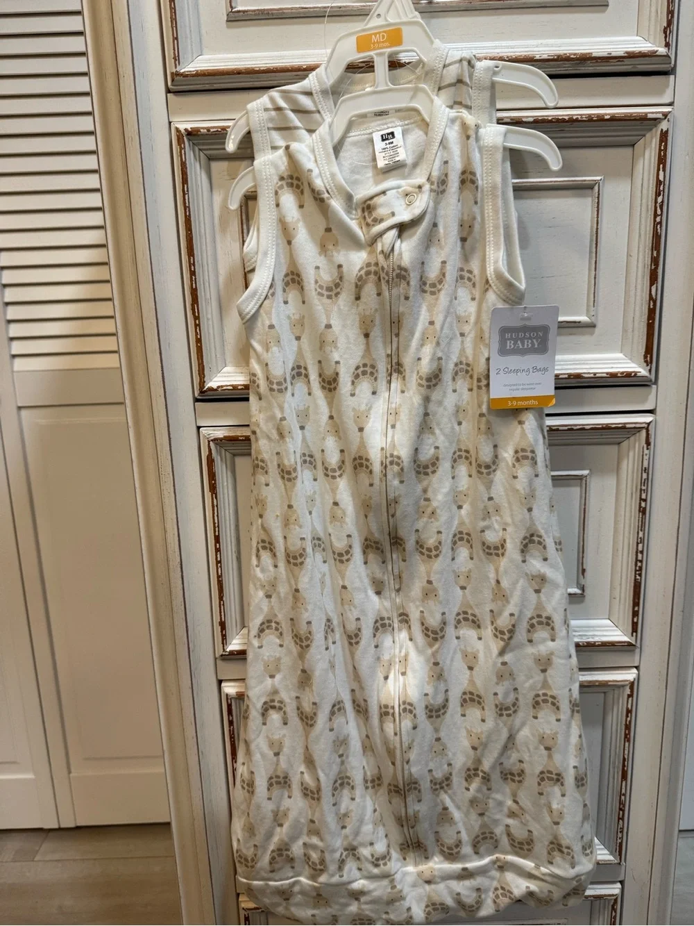 Hudson Baby Beige & White Giraffe Sleep Sack
